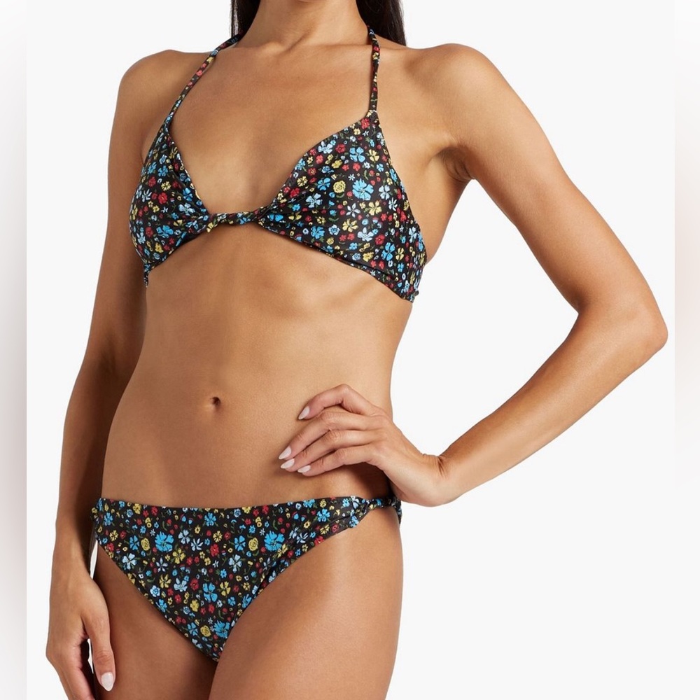 GANNI floral-print triangle bikini top and bottom Size 6 brand new